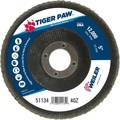 Weiler 5" Tiger Paw Abrasive Flap Disc, Flat (TY27), 40Z, 7/8" 51134